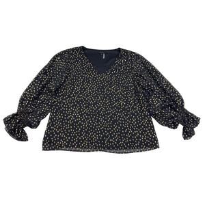 1.State Metallic Flowy Comfy Dressy Classy Long Sleeve Blouse Women's Size L